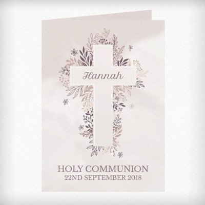 (image for) Personalised Floral In Loving Memory Cross Card