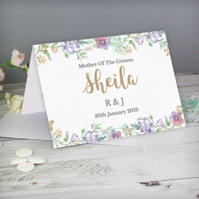 (image for) Personalised Gold Floral Watercolour Card