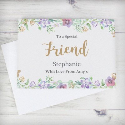 (image for) Personalised Gold Floral Watercolour Card