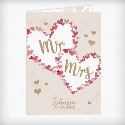 (image for) Personalised Mr & Mrs Confetti Hearts Wedding Card