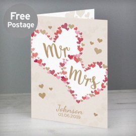 (image for) Personalised Mr & Mrs Confetti Hearts Wedding Card