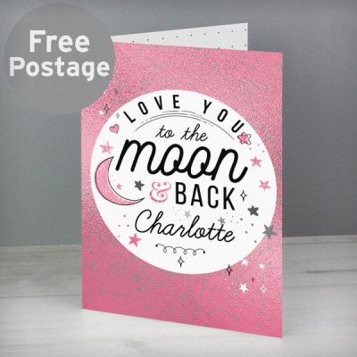 (image for) Personalised To The Moon & Back Pink Card