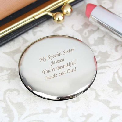 (image for) Personalised Silver Round Compact Mirror