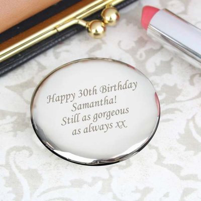 (image for) Personalised Silver Round Compact Mirror