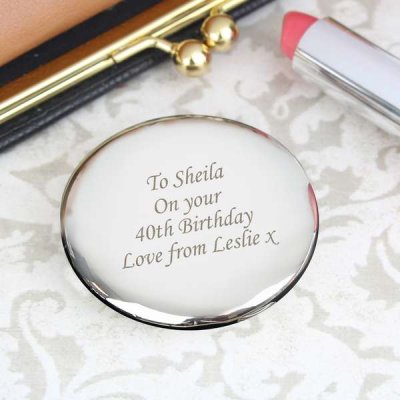 (image for) Personalised Silver Round Compact Mirror