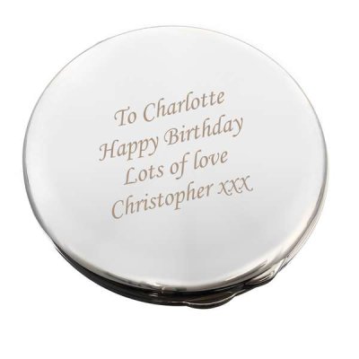 (image for) Personalised Silver Round Compact Mirror