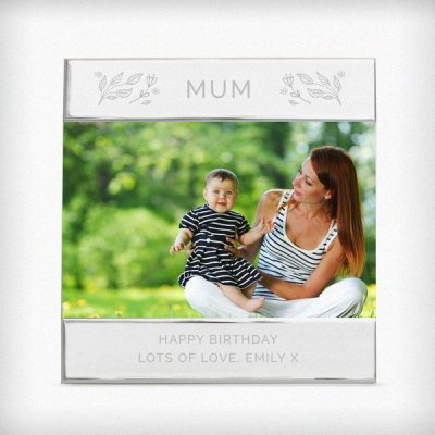 (image for) Personalised Silver Floral Square 6x4 Photo Frame