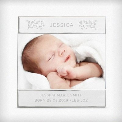 (image for) Personalised Silver Floral Square 6x4 Photo Frame