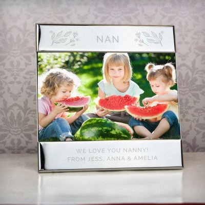 (image for) Personalised Silver Floral Square 6x4 Photo Frame