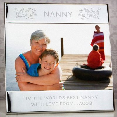 (image for) Personalised Silver Floral Square 6x4 Photo Frame