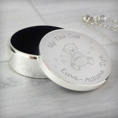 (image for) Personalised Teddy My First Curl Trinket Box