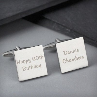 (image for) Personalised Any Message Square Cufflinks - 2 lines