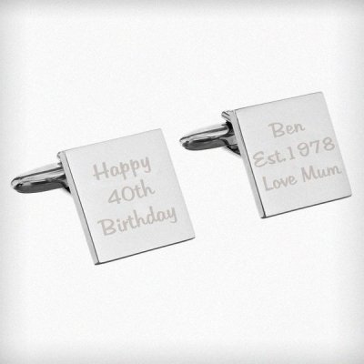 (image for) Personalised Any Message Square Cufflinks - 3 lines