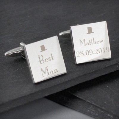 (image for) Personalised Decorative Wedding Best Man Square Cufflinks