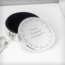 (image for) Personalised Small Hearts Round Trinket Box