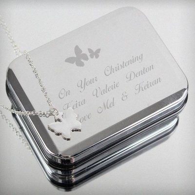 (image for) Personalised Butterfly Swirl Necklace in Box