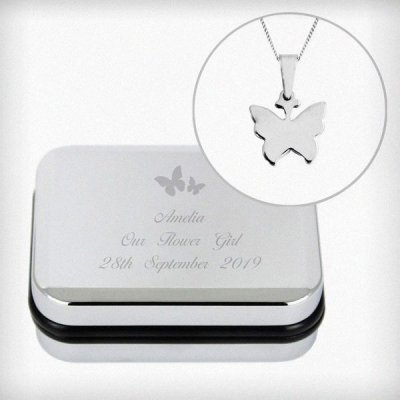 (image for) Personalised Butterfly Swirl Necklace in Box