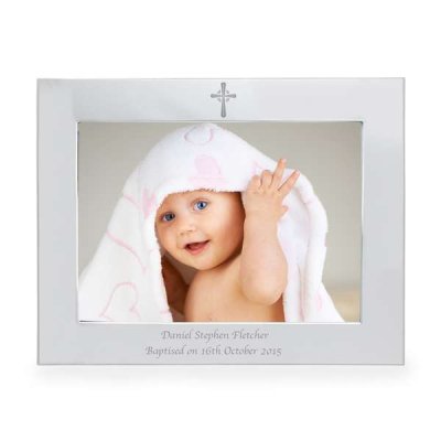 (image for) Personalised Silver 5x7 Landscape Cross Photo Frame