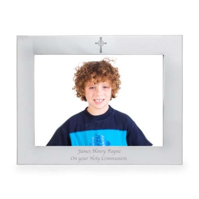 (image for) Personalised Silver 5x7 Landscape Cross Photo Frame