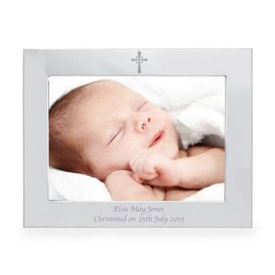 (image for) Personalised Silver 5x7 Landscape Cross Photo Frame