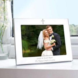 (image for) Personalised Silver 5x7 Landscape Cross Photo Frame