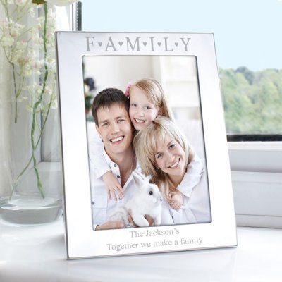 (image for) Personalised Silver 5x7 Family & Hearts Photo Frame