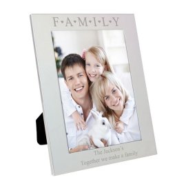 (image for) Personalised Silver 5x7 Family & Hearts Photo Frame