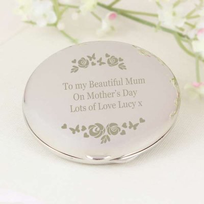 (image for) Personalised Vintage Rose Compact Mirror