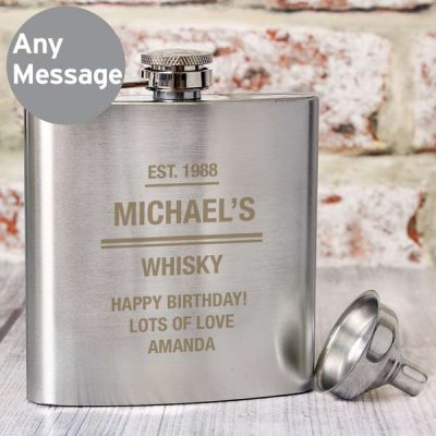 (image for) Personalised Any Message Stainless Steel Hip Flask