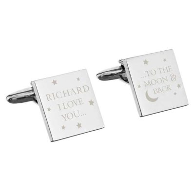 (image for) Personalised To the Moon and Back Square Cufflinks