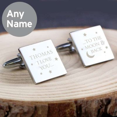 (image for) Personalised To the Moon and Back Square Cufflinks