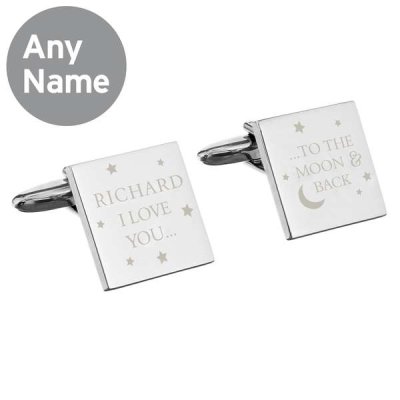 (image for) Personalised To the Moon and Back Square Cufflinks