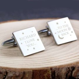 (image for) Personalised To the Moon and Back Square Cufflinks