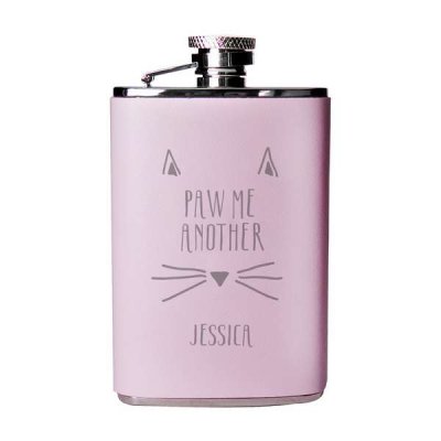 (image for) Personalised Paw Me Another Pink Hip Flask