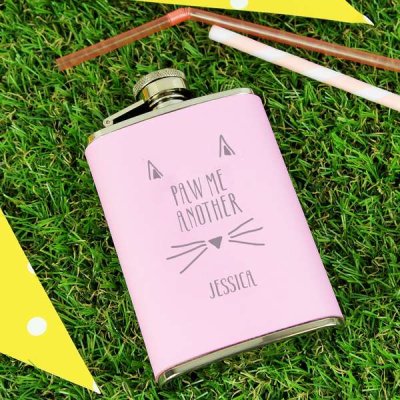 (image for) Personalised Paw Me Another Pink Hip Flask