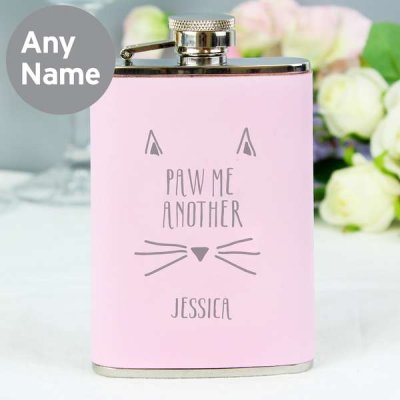 (image for) Personalised Paw Me Another Pink Hip Flask