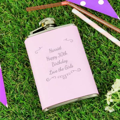 (image for) Personalised Ornate Pink Hip Flask