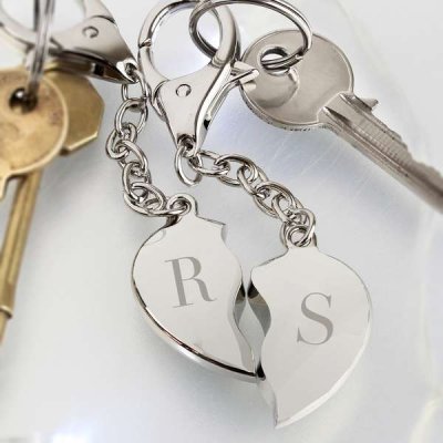 (image for) Personalised Initials Two Hearts Keyring