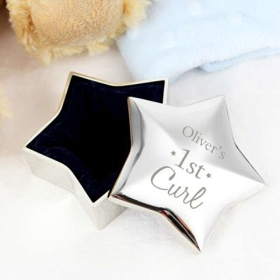 Personalised 1st Curl Star Trinket Box (image for) Personalised 1st Curl Star Trinket Box