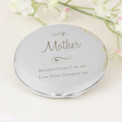 (image for) Personalised Any Message Swirls & Hearts Compact Mirror