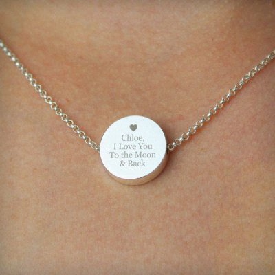 (image for) Personalised Silver Plated Any Message Disc Necklace