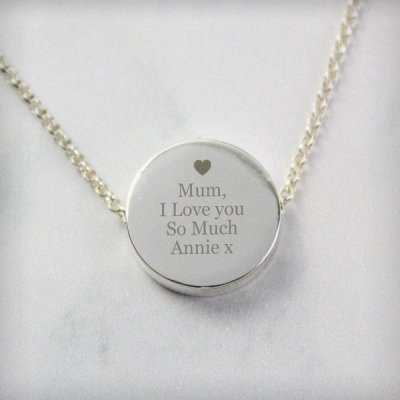 (image for) Personalised Silver Plated Any Message Disc Necklace