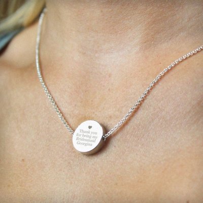 (image for) Personalised Silver Plated Any Message Disc Necklace