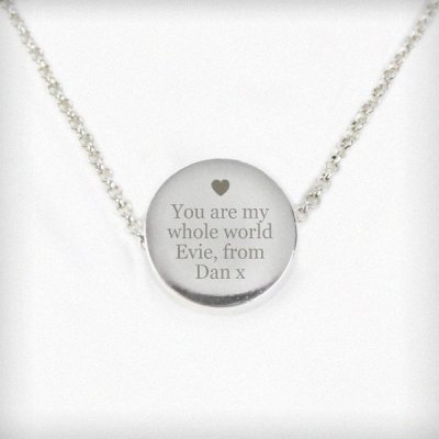 (image for) Personalised Silver Plated Any Message Disc Necklace