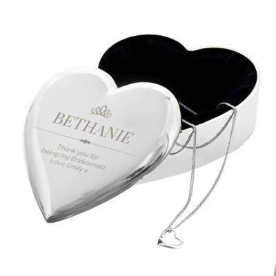 (image for) Personalised Elegant Crown Heart Trinket Box & Necklace Set