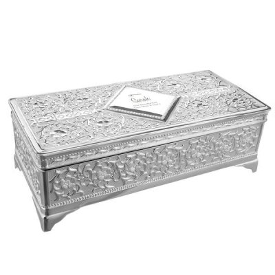 (image for) Personalised Swirls & Hearts Antique Silver Plated Jewellery Box