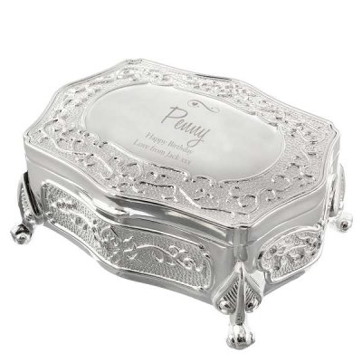 (image for) Personalised Swirls & Hearts Small Antique Trinket Box