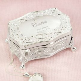 (image for) Personalised Swirls & Hearts Small Antique Trinket Box