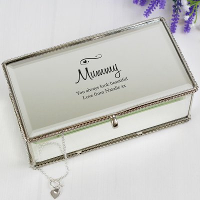 (image for) Personalised Swirls & Hearts Mirrored Jewellery Box