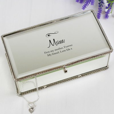 (image for) Personalised Swirls & Hearts Mirrored Jewellery Box